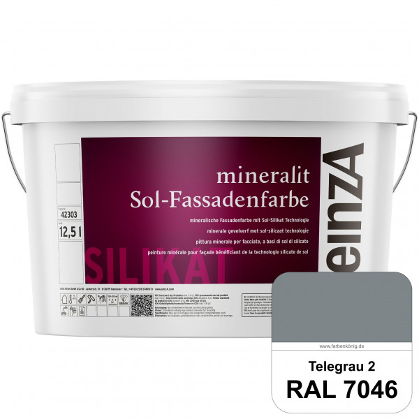 einzA mineralit Sol Fassadenfarbe (RAL 7046 Telegrau 2) mineralische Fassadenfarbe mit Sol-Silikat T