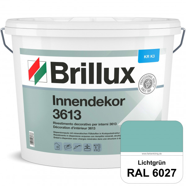 Innendekor ELF KR-K3 3613 (RAL 6027 Lichtgrün) Kratzputz nach zur Erzielung dekorativer und strapazi