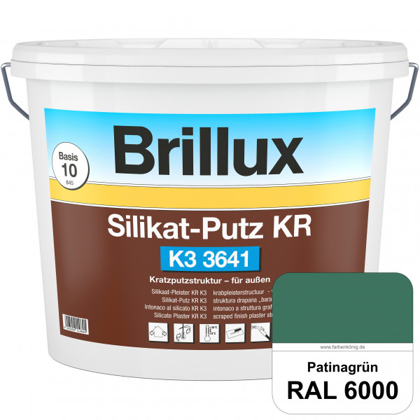 Silikat-Putz KR K3 3641 (RAL 6000 Patinagrün) Dekorativer Kratzputz auf Silikatbasis