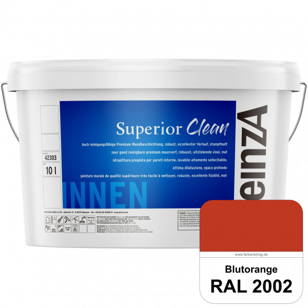 einzA Superior Clean (RAL 2002 Blutorange) Hoch reinigungsfähige, stumpfmatte Premium-Wandbeschichtu