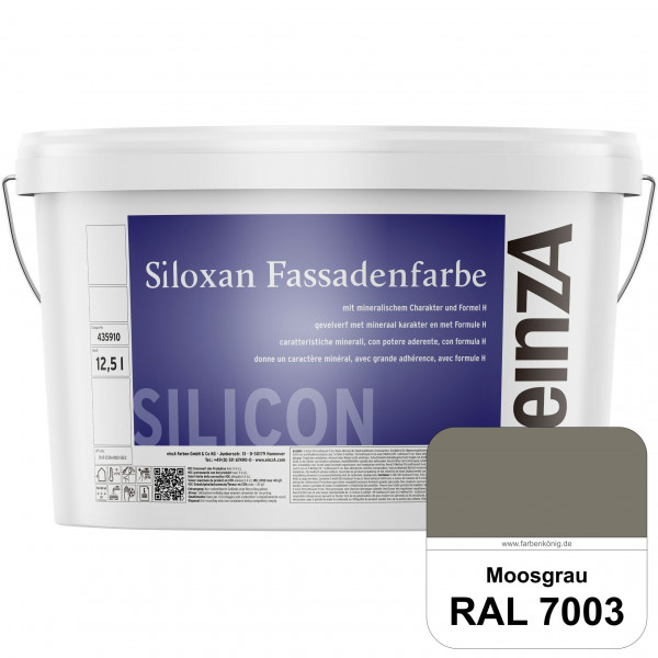 einzA Siloxan Fassadenfarbe (RAL 7003 Moosgrau) Siliconvergütete Fassadenfarbe