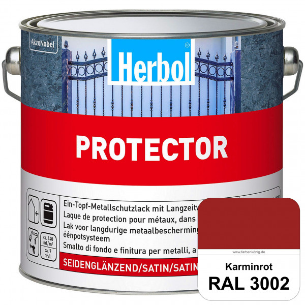 Protector (RAL 3002 Karminrot) Seidenglänzende Spezialbeschichtung für Eisen- und NE-Metalle (außen)