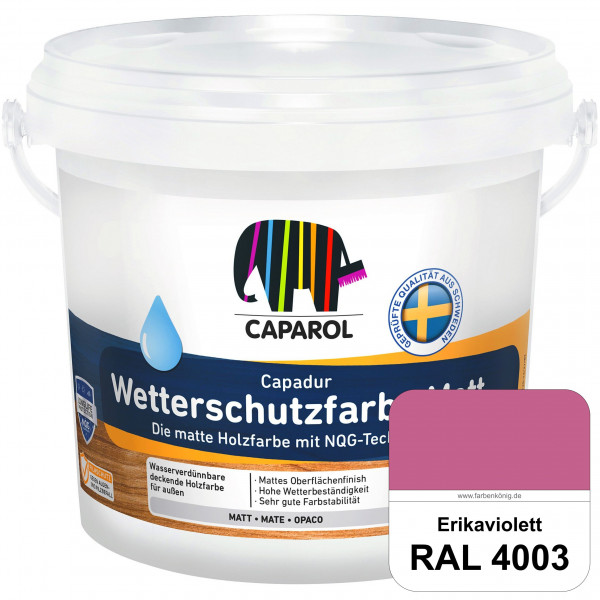 Capadur Wetterschutzfarbe Matt (RAL 4003 Erikaviolett) matte Holzfarbe mit NQG-Technologie für außen