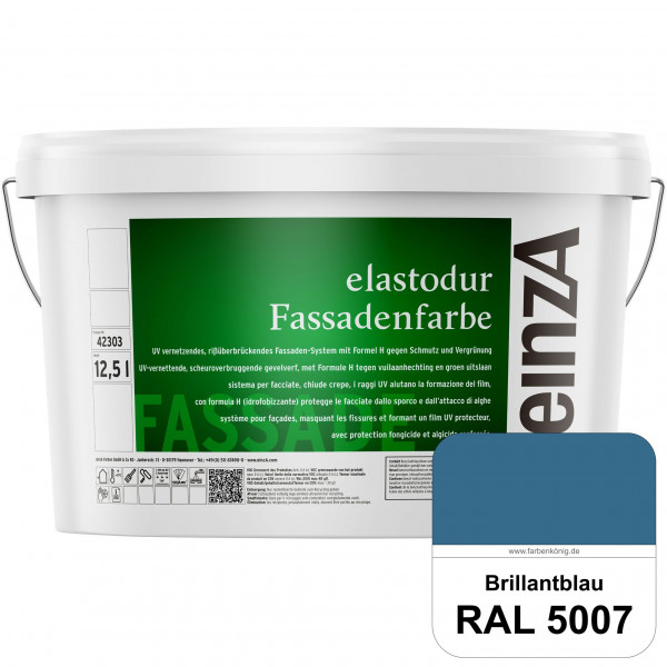 einzA elastodur Fassadenfarbe (RAL 5007 Brillantblau) UV-vernetzendes & rissüberbrückendes Fassadenf