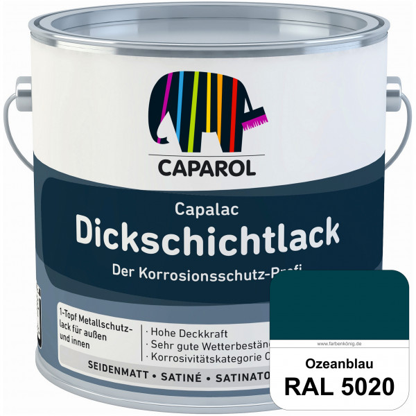 Capalac Dickschichtlack (RAL 5020 Ozeanblau) 1-Topf Metallschutzlack (löselmittelhaltig) innen & auß