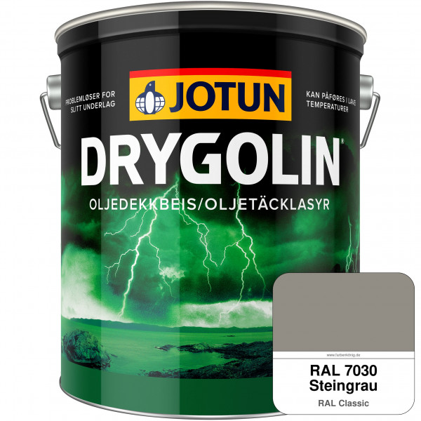 DRYGOLIN Oljedekkbeis - Deckende & wetterbeständige Öllasur für Außen (RAL 7030 Steingrau)