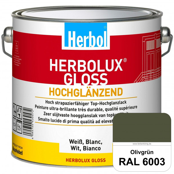 Herbolux Gloss (RAL 6003 Olivgrün) strapazierfähiger Top-Hochglanzlack (lösemittelhaltig) für innen