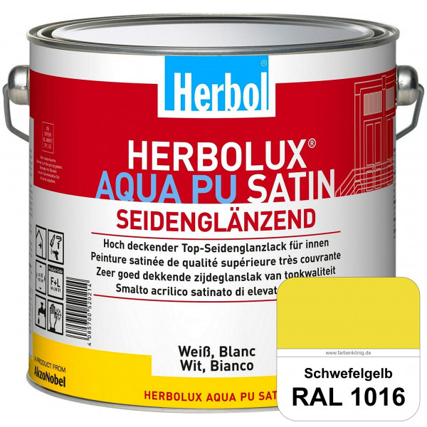 Herbolux Aqua PU Satin (RAL 1016 Schwefelgelb) Wasserverdünnbarer Top-PU-Seidenglanzlack (Innen)