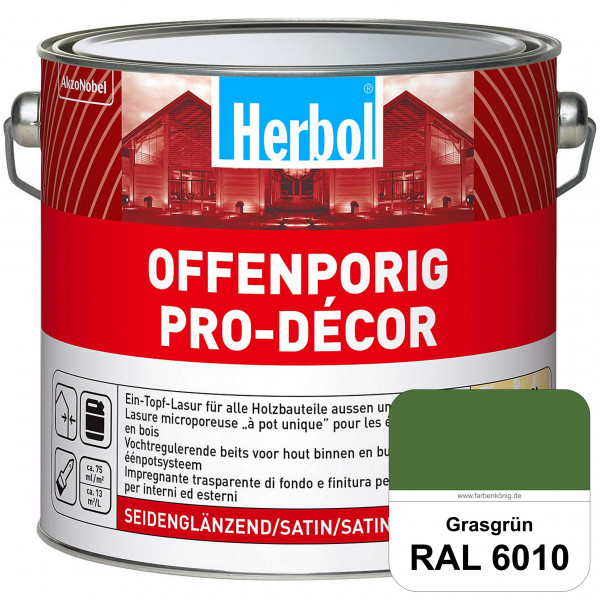 Herbol Offenporig Pro-Décor (RAL 6010 Grasgrün) Hochwertige Ein-Topf-Holzlasur mit 2-Phasen-UV-Schut