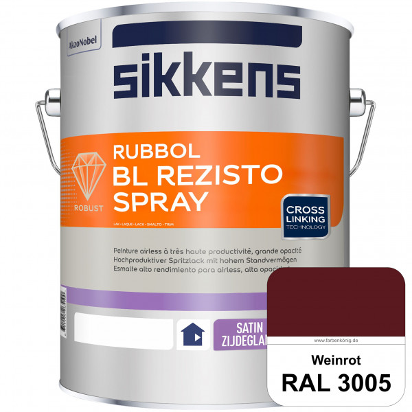 Rubbol BL Rezisto Spray (RAL 3005 Weinrot) Hochwertiger, strapazierfähiger Airlesslack für (innen)