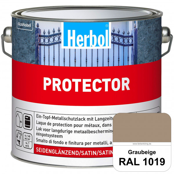 Protector (RAL 1019 Graubeige) Seidenglänzende Spezialbeschichtung für Eisen- und NE-Metalle (außen)