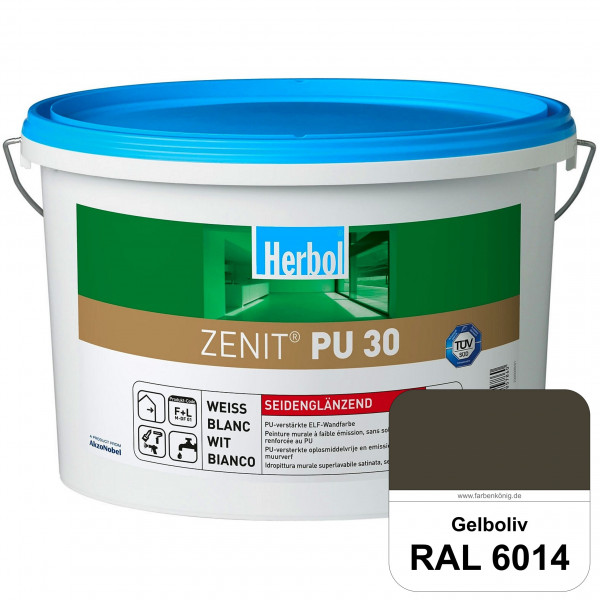 Zenit PU 30 (RAL 6014 Gelboliv) seidenglänzende und strapazierfähige PU-Wandfarbe