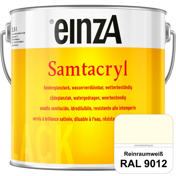 einzA Samtacryl (RAL 9012 Reinraumweiß) wetterbeständige seidenglänzende Acryl-PU-Lackfarbe