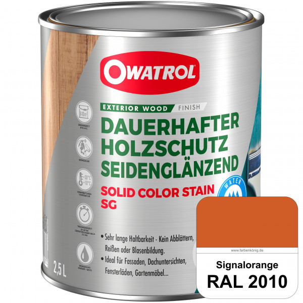 Solid Color Stain SG (RAL 2010 Signalorange) deckende und seidenglänzende Wetterschutzfarbe außen
