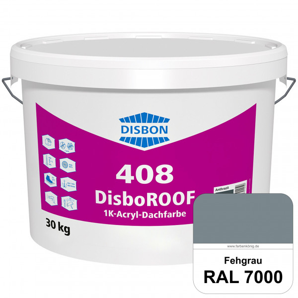 DisboROOF 408 1K-Acryl-Dachfarbe (RAL 7000 Fehgrau) Elastische Reinacrylatbeschichtung für Betondach