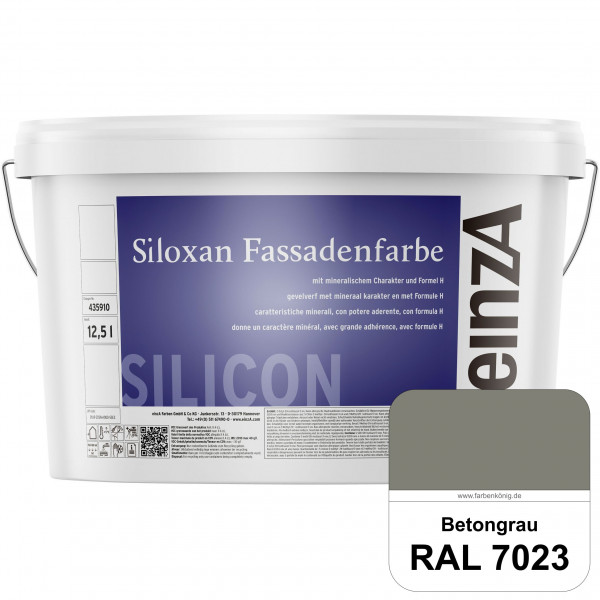 einzA Siloxan Fassadenfarbe (RAL 7023 Betongrau) Siliconvergütete Fassadenfarbe
