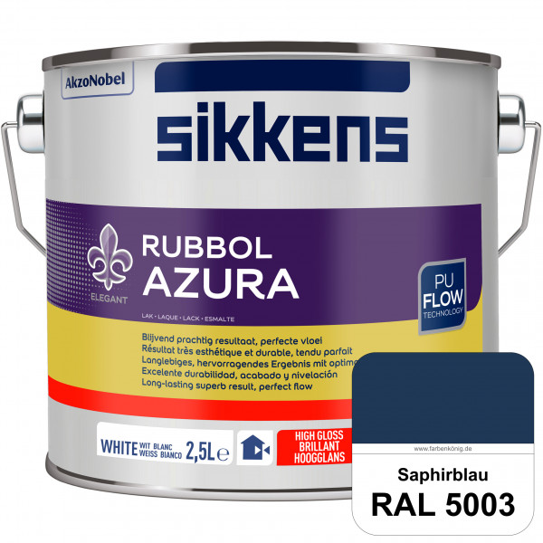 Rubbol Azura (RAL 5003 Saphirblau) hochglänzender Lack (löselmittelhaltig) innen & außen