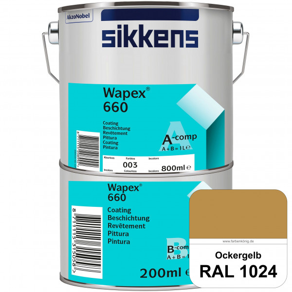 Wapex 660 Set (RAL 1024 Ockergelb) seidenglänzende 2K-Epoxidharzlack für Böden & Wände (innen)