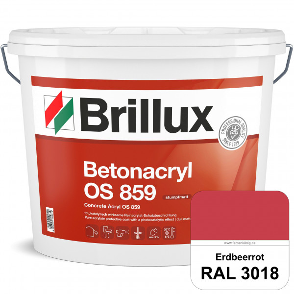 Betonacryl OS 859 (RAL 3018 Erdbeerrot) Wetterbeständige Schutzbeschichtung für Betonflächen (Außen)