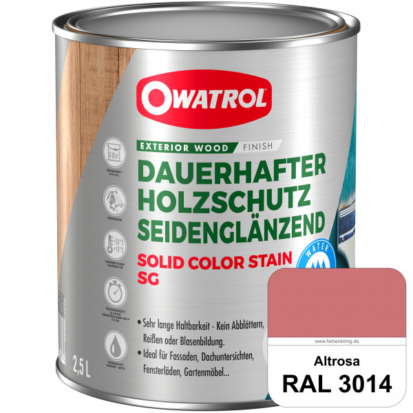 Solid Color Stain SG (RAL 3014 Altrosa) deckende und seidenglänzende Wetterschutzfarbe außen