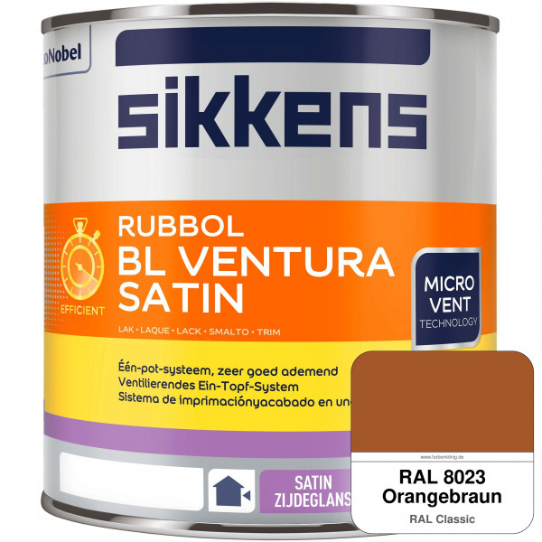 Rubbol BL Ventura Satin NEU (RAL 8023 Orangebraun) Seidenglanzlack (wasserbasiert) Fenster außen