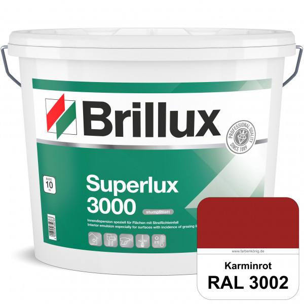 Superlux 3000 (RAL 3002 Karminrot) hoch deckende stumpfmatte Innen-Dispersionsfarbe - streiflichtune