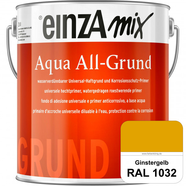 einzA Aqua All-Grund (RAL 1032 Ginstergelb) Wasserverdünnbarer Haftgrund & Korrosionsschutz-Primer