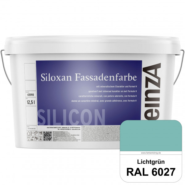 einzA Siloxan Fassadenfarbe (RAL 6027 Lichtgrün) Siliconvergütete Fassadenfarbe