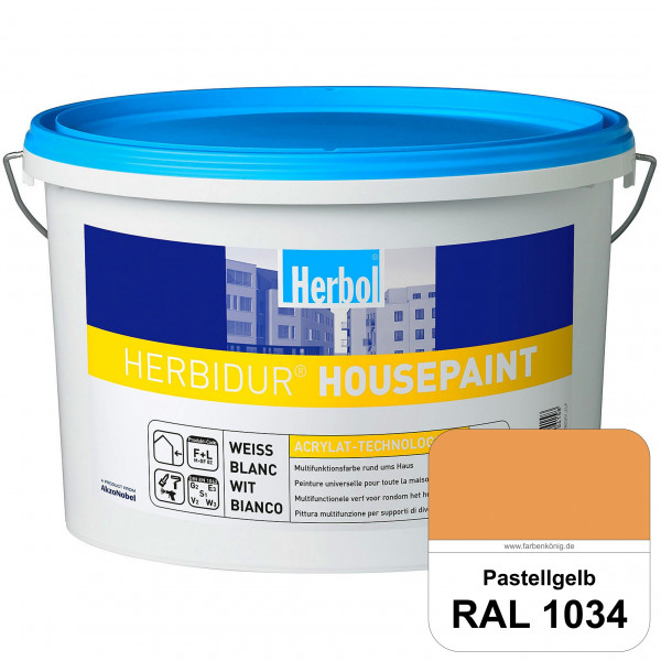 Herbidur Housepaint (RAL 1034 Pastellgelb) seidenmatte Reinacrylat-Fassadenfarbe