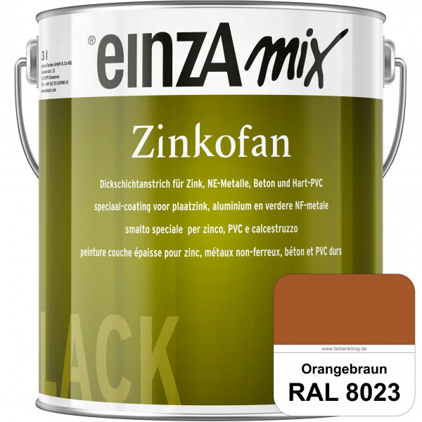 einzA Zinkofan (RAL 8023 Orangebraun) Hoch wetterbeständiges "Dickschicht-1-Topf-System"