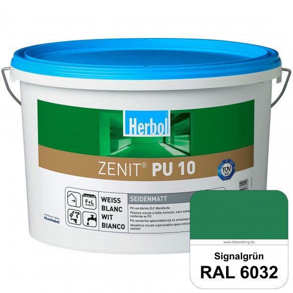 Zenit PU 10 (RAL 6032 Signalgrün) seidenmatte und strapazierfähige PU-Wandfarbe
