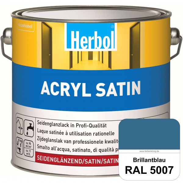 Acryl Satin (RAL 5007 Brillantblau) wasserverdünnbarer seidenglänzender Lack (Innen & Außen)