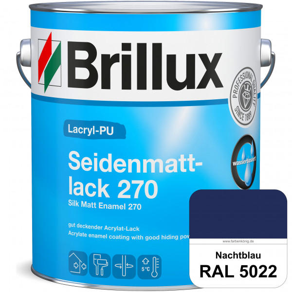 Lacryl-PU Seidenmattlack 270 (RAL 5022 Nachtblau) PU-verstärkt (wasserbasiert) für außen und innen