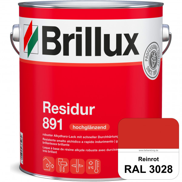 Residur 891 (RAL 3028 Reinrot) widerstandsfähige, schnell trocknender Lack für grundierte Metallbaut