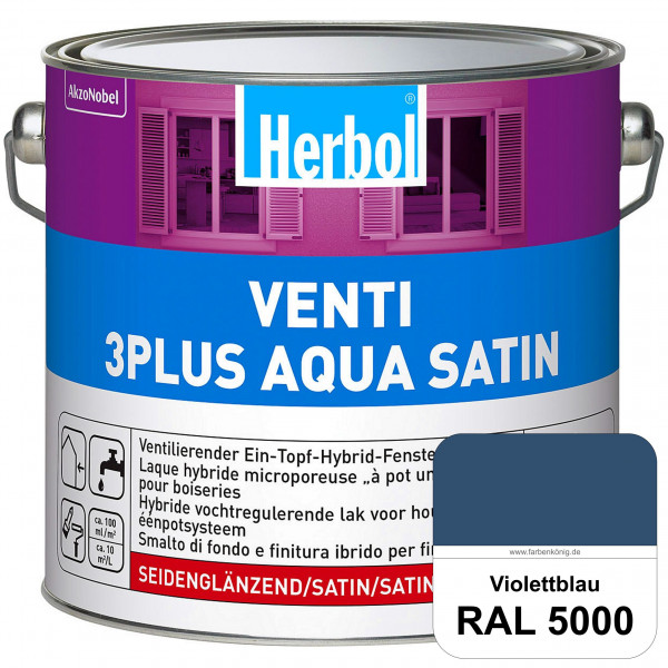 Venti 3Plus Aqua Satin (RAL 5000 Violettblau) wasserbasierter & feuchtigkeitregulierender Ein-Topf-F