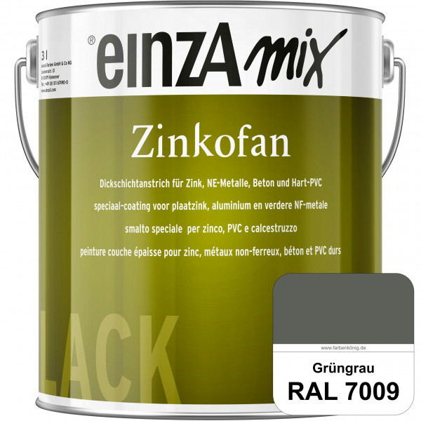 einzA Zinkofan (RAL 7009 Grüngrau) Hoch wetterbeständiges "Dickschicht-1-Topf-System"