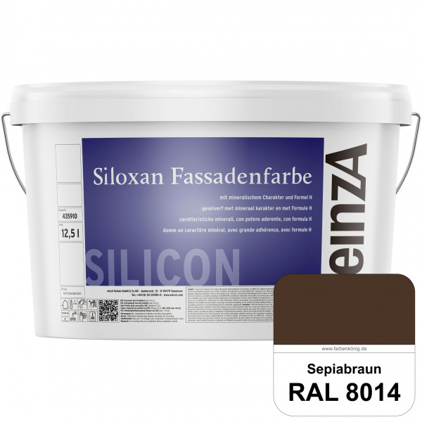 einzA Siloxan Fassadenfarbe (RAL 8014 Sepiabraun) Siliconvergütete Fassadenfarbe