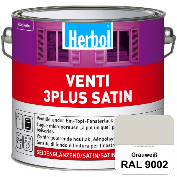 Venti 3Plus Satin (RAL 9002 Grauweiß) feuchtigkeitregulierender & seidenglänzender Ein-Topf-Fensterl