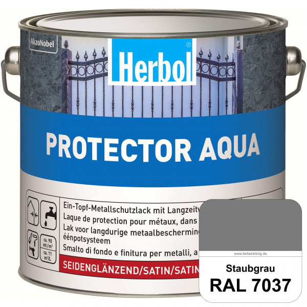Protector Aqua (RAL 7037 Staubgrau) Lack für Eisen, Stahl und NE-Metalle (Innen&Außen)