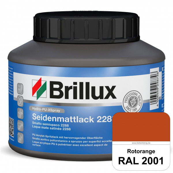 Hydro-PU-XSpray Seidenmattlack 2288 (RAL 2001 Rotorange) hochwertiger Lack speziell für das XVLP-Spr