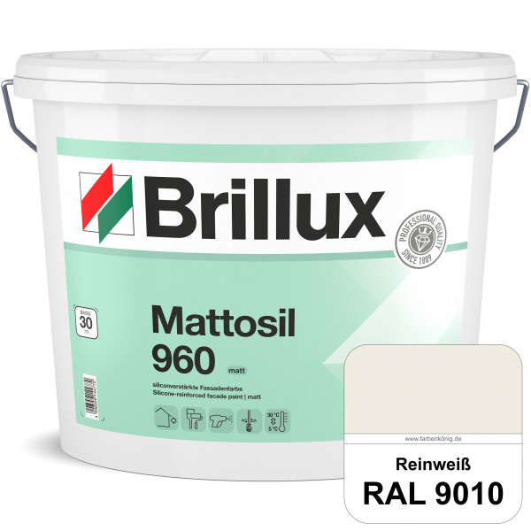 Mattosil Fassadenfarbe 960 (RAL 9010 Reinweiß) wetterbeständige, matte und siliconverstärkte Dispers