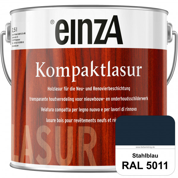 einzA Kompaktlasur (RAL 5011 Stahlblau) Lasuranstrich für den Neu- und Renovieranstrich