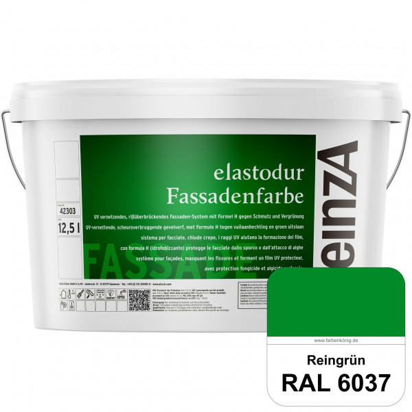 einzA elastodur Fassadenfarbe (RAL 6037 Reingrün) UV-vernetzendes & rissüberbrückendes Fassadenfarbe