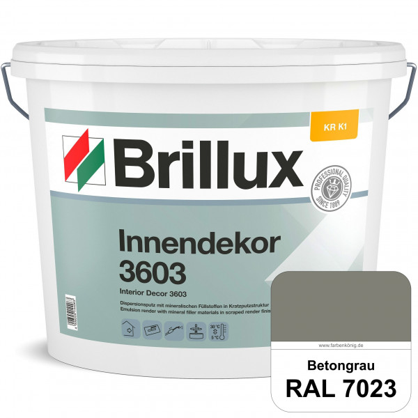Innendekor ELF KR-K1 3603 (RAL 7023 Betongrau) Kratzputz nach zur Erzielung dekorativer und strapazi
