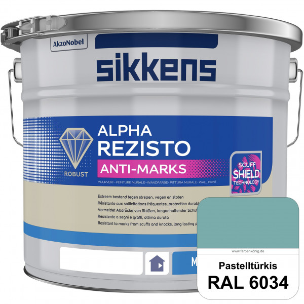 Alpha Rezisto Anti-Marks (RAL 6034 Pastelltürkis) Extrem widerstandsfähige Innenwandfarbe