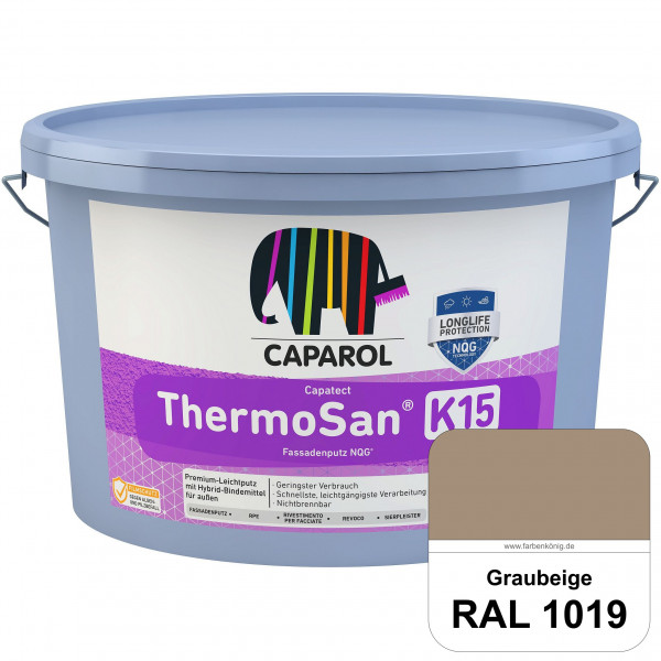 Capatect ThermoSan® Fassadenputz NQG® (K 15) (RAL 1019 Graubeige) Kratzputz-Struktur in Körnung 1,5
