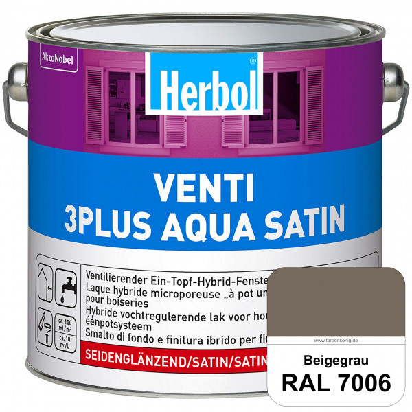 Venti 3Plus Aqua Satin (RAL 7006 Beigegrau) wasserbasierter & feuchtigkeitregulierender Ein-Topf-Fen