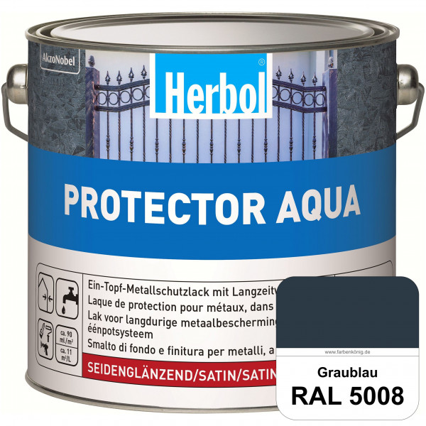 Protector Aqua (RAL 5008 Graublau) Lack für Eisen, Stahl und NE-Metalle (Innen&Außen)