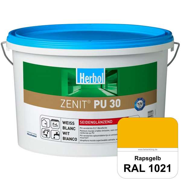 Zenit PU 30 (RAL 1021 Rapsgelb) seidenglänzende und strapazierfähige PU-Wandfarbe
