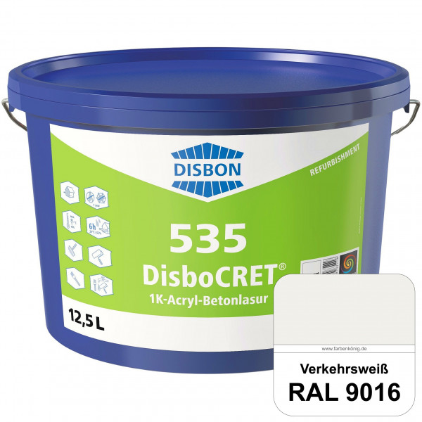 DisboCRET 535 1K-Acryl-Betonlasur (RAL 9016 Verkehrsweiß) Schutzbeschichtung für Beton im Außenberei